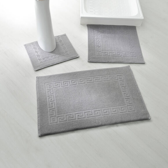 Tapis de bain éponge liteau motif frise grecque (gris moyen)
