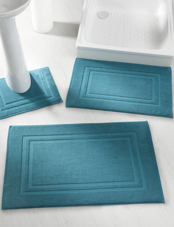 Tapis de bain éponge double liteau (vert canard)