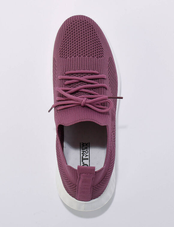 Baskets textile mesh légères, à lacets (prune)