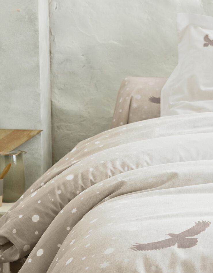 Linge de lit Artic imprimé chien-loup - coton (taupe)