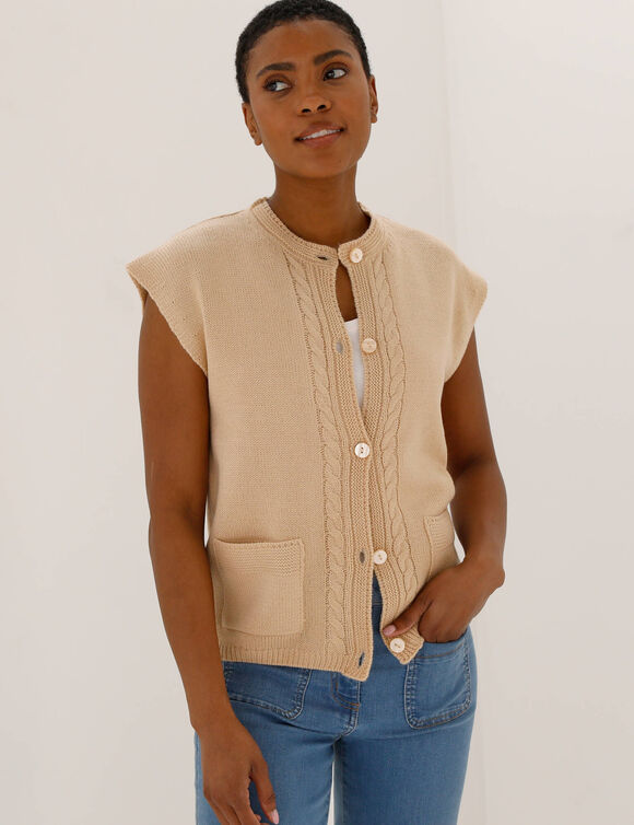Mouwloos vest met knopen (beige)