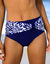 Effen bikinislip met hoge taille - gedrapeerd effect (marine)