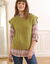 Pull torsadé sans manches, épaules tombantes (vert mousse)