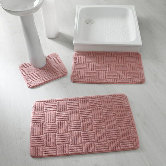 Tapis de bain effet damier (bois de rose)