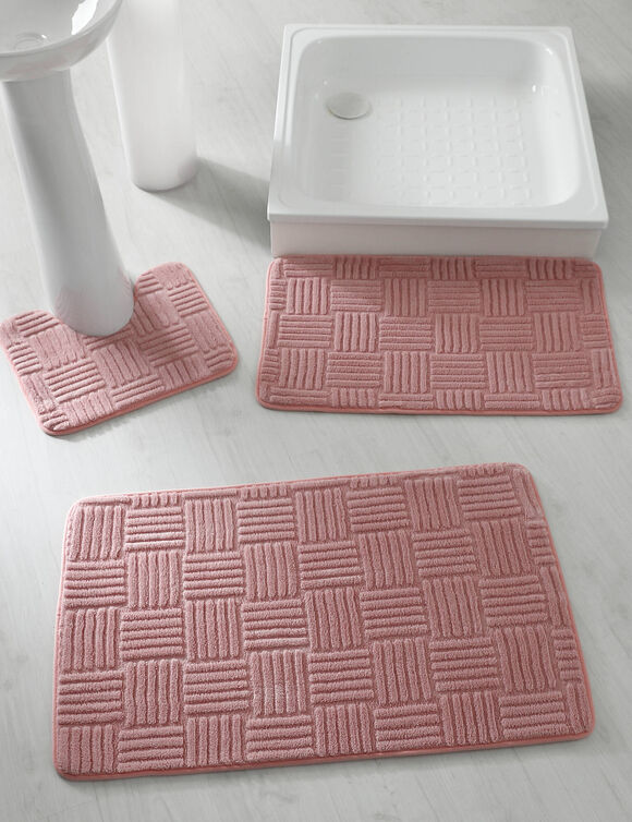 Tapis de bain effet damier (bois de rose)