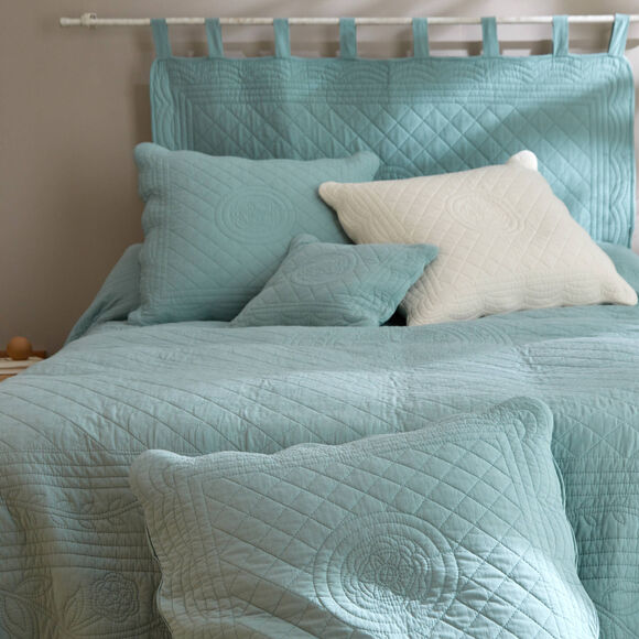 Tête de lit unie coton style boutis Cassandre (vert)