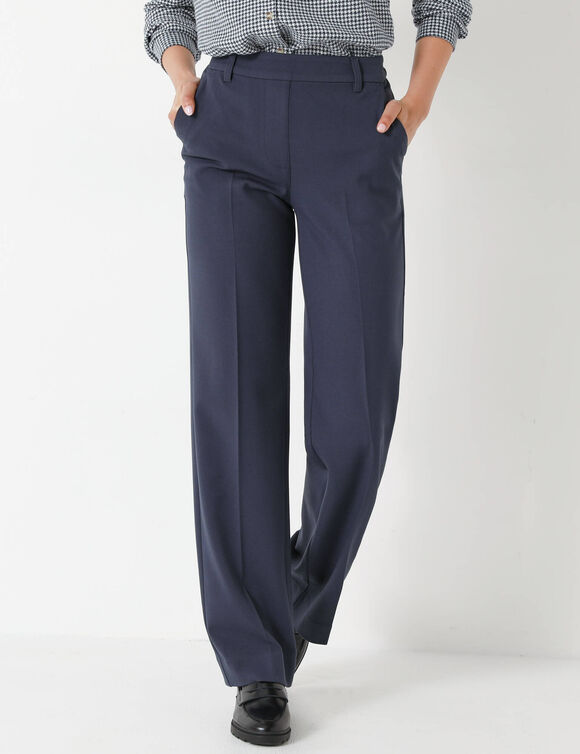 Elegante, rechte broek, effen (marine)