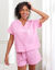 Shortama in katoengaas, met knoopsluiting (roze)