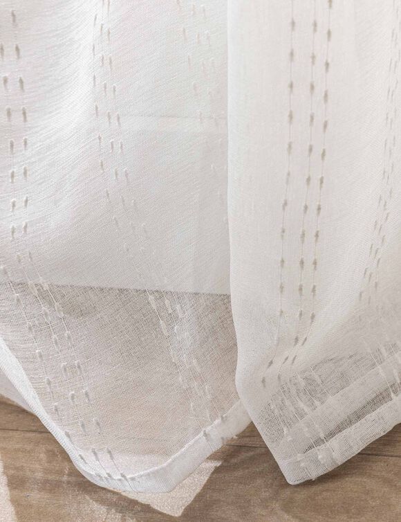 Voilage brod&eacute; effet ray&eacute; (blanc)