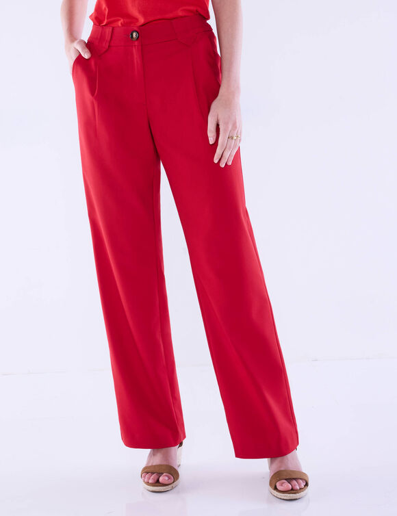 Pantalon droit large, uni (rouge)