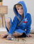 Peignoir de bain enfant à capuche voiture éponge coton - 340 g/m² (bleu dur)