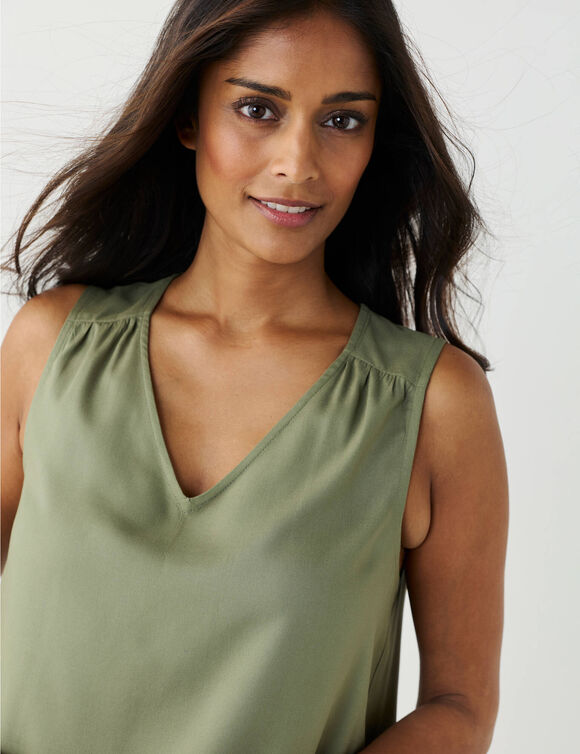 Caraco col V uni  (kaki)