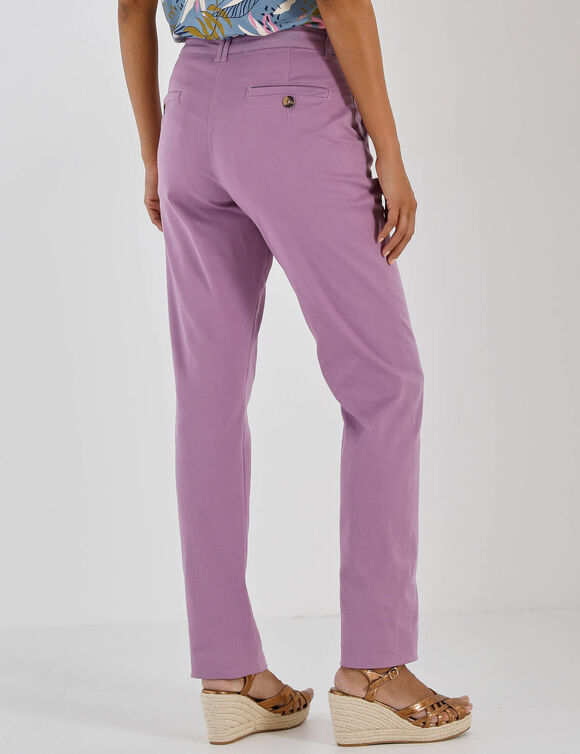 Pantalon chino stretch (parme gris&eacute;)
