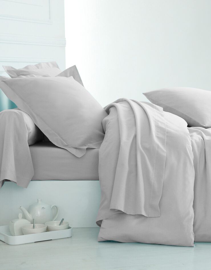 Linge de lit uni polyester-coton Colombine (gris perle)