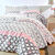 Linge de lit Marlow en coton motifs géométriques (gris / rose)