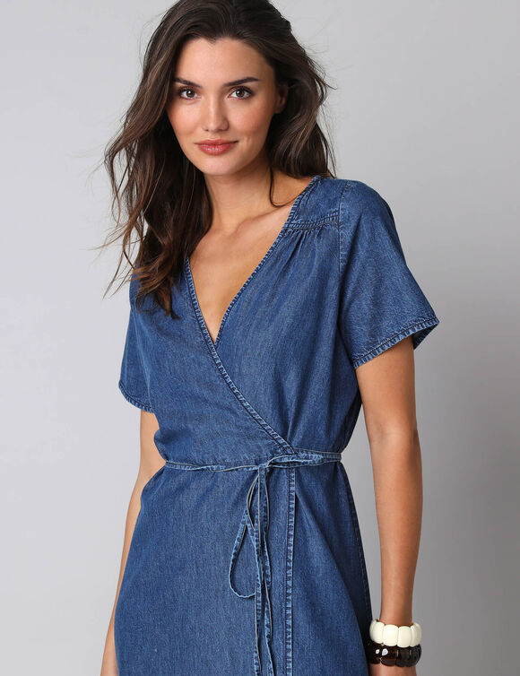Robe cache-c&oelig;ur denim l&eacute;ger (stone)