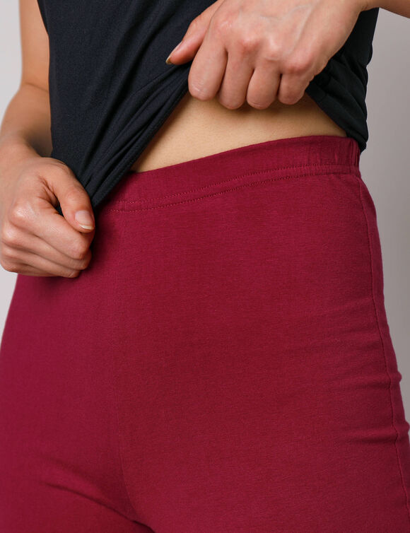 Legging bootcut uni, taille élastiquée (rouge foncé)