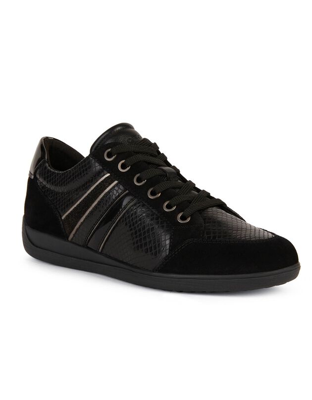 Baskets basses noir dessus cuir (noir)