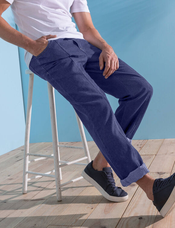 Pantalon denim léger élastiqué (stone)