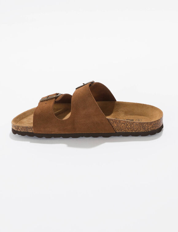 Mules cuir à boucles réglables - marron (marron)