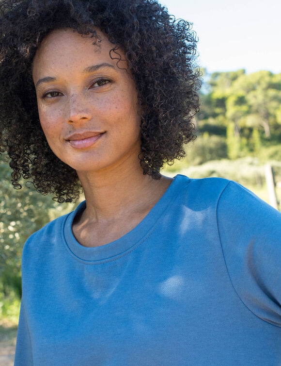 Sweat molleton, liens couliss&eacute;s (bleu jean)