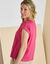 Effen T-shirt met knoopdetail, jerseytricot (roze)