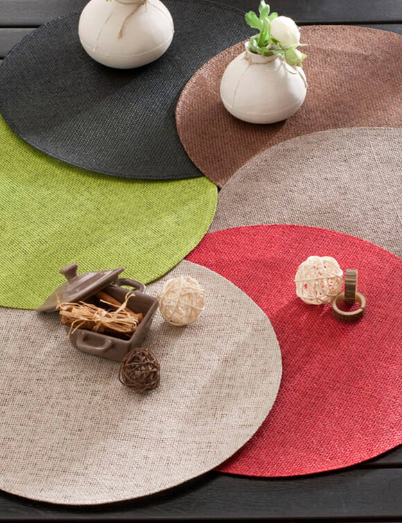 Ronde placemat in bamboe - Set van 4 (anijs)