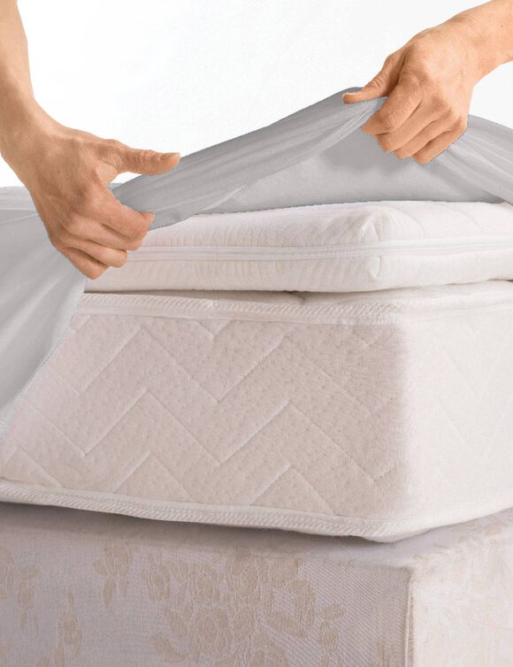 Drap-housse uni jersey bonnet 40 cm (gris perle)