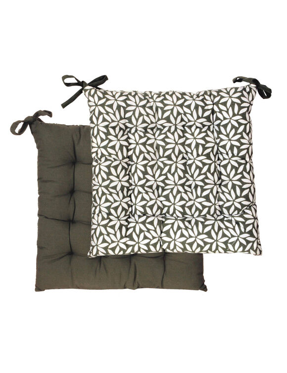 Galette de chaise r&eacute;versible - lot de 2 (kaki)