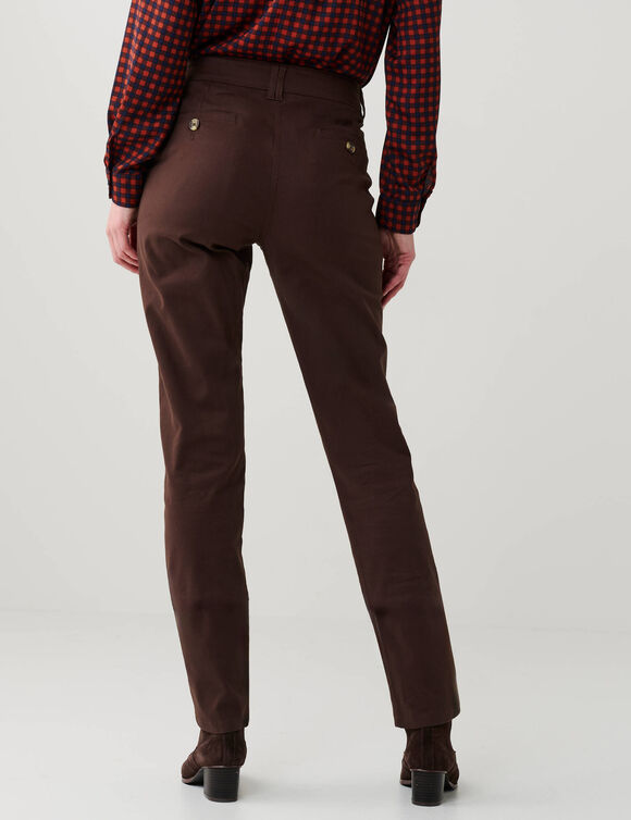 Pantalon chino stretch (chocolat)