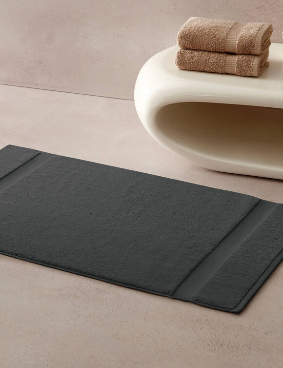 Badmatje van badstof met sierrand en premium comfort (CARBONGRIJS)