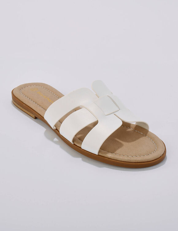 Mules plates bandes crois&eacute;es (blanc)