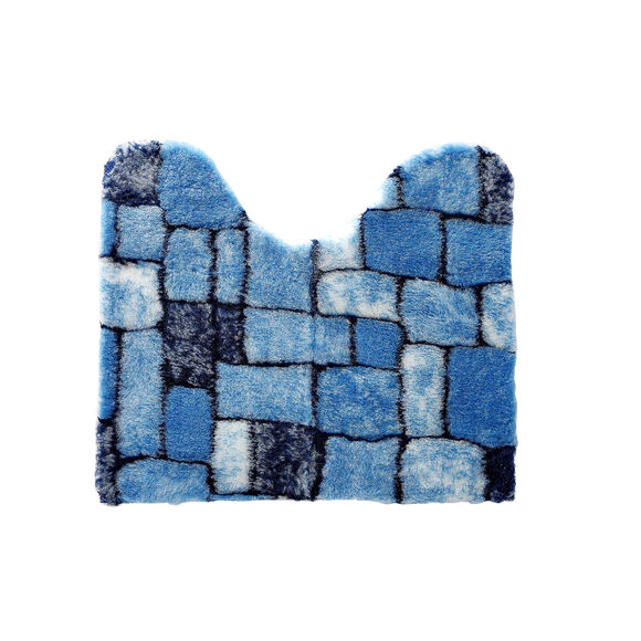 Badtapijtje mozaïek met pluchetouch (blauw)