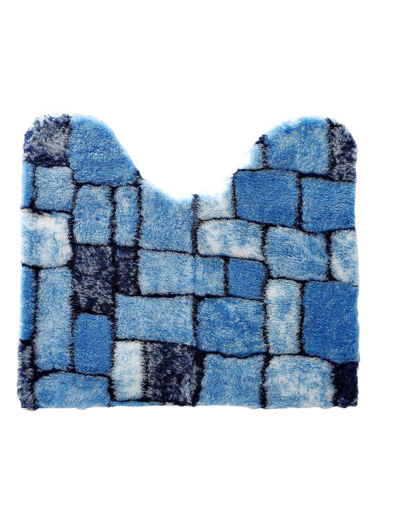 Tapis de bain mosa&iuml;que toucher peluche (bleu)