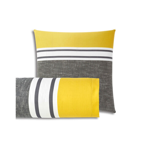 Linge de lit Nathalie coton (gris / jaune)