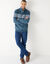 Pull camionneur jersey motif jacquard doublé polaire (grijsblauw)