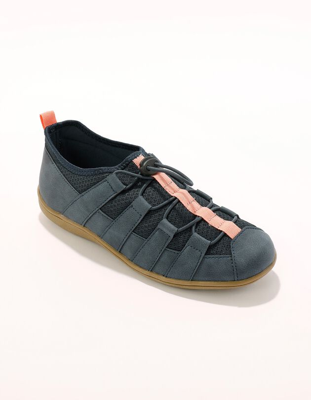 Sneakers détente en mesh à lacets élastiques (marine)