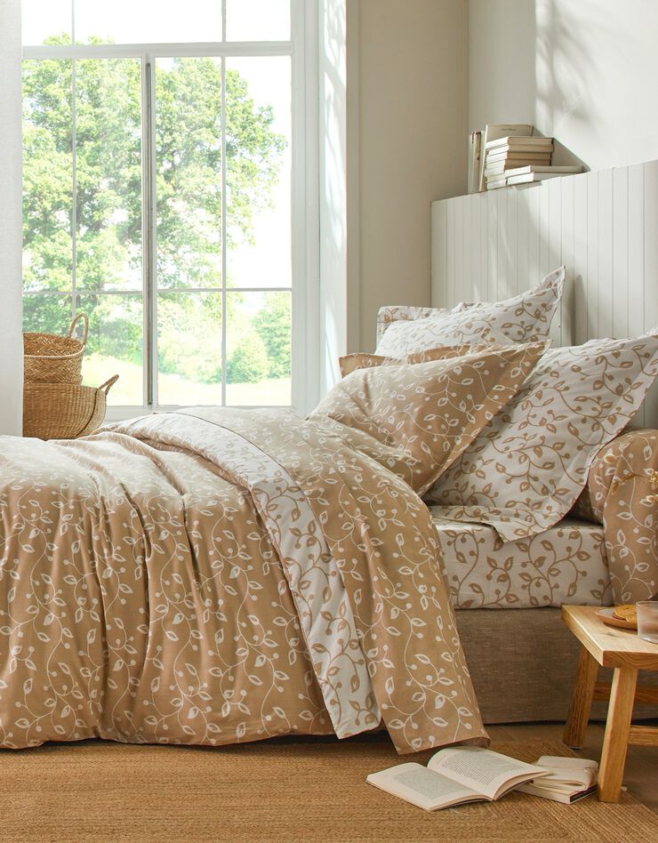Linge de lit Héritage en coton à motifs volutes (blanc / beige)
