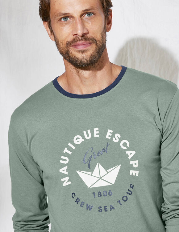 T-shirt pyjama imprimé manches longues (vert)