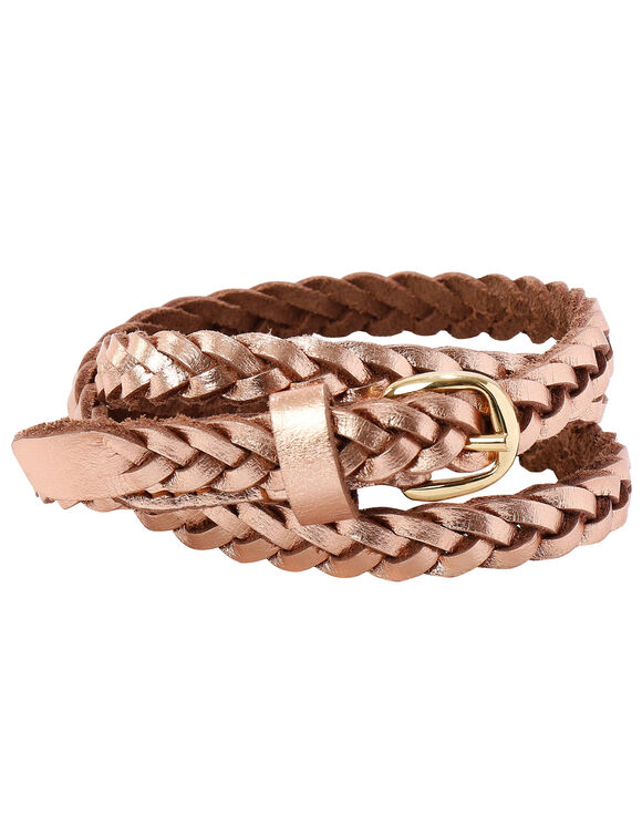 Gevlochten leren riem (roze gold)
