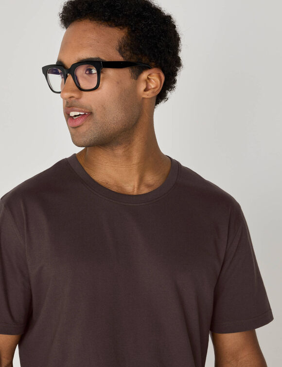 T-shirt col rond manches courtes - lot de 3 (taupe + chocolat + bleu gris)