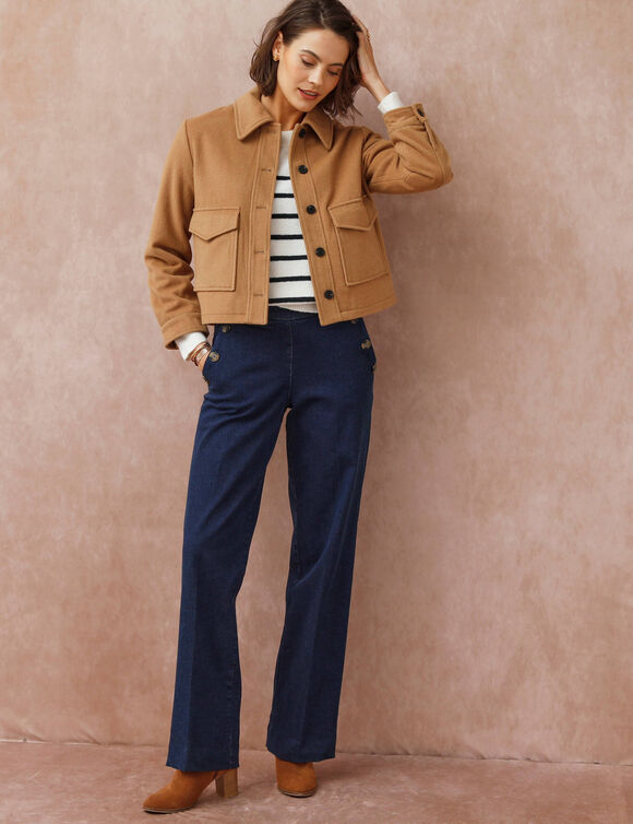 Veste courte en drap de laine (caramel)