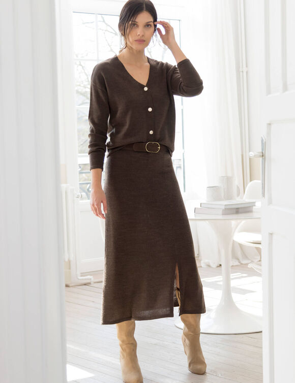 Vest met officiersknopen, loose volume (chocolade)