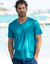 T-shirt met V-hals en korte mouwen - set van 3 (turkoois + bordeaux + marine)