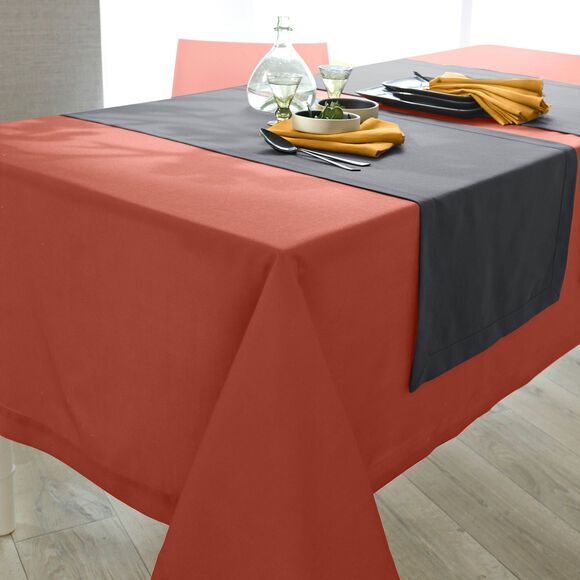 Tafellaken met linnenaspect (terracotta)