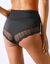 Culotte taille haute microfibre et dentelle - sculptante (noir)
