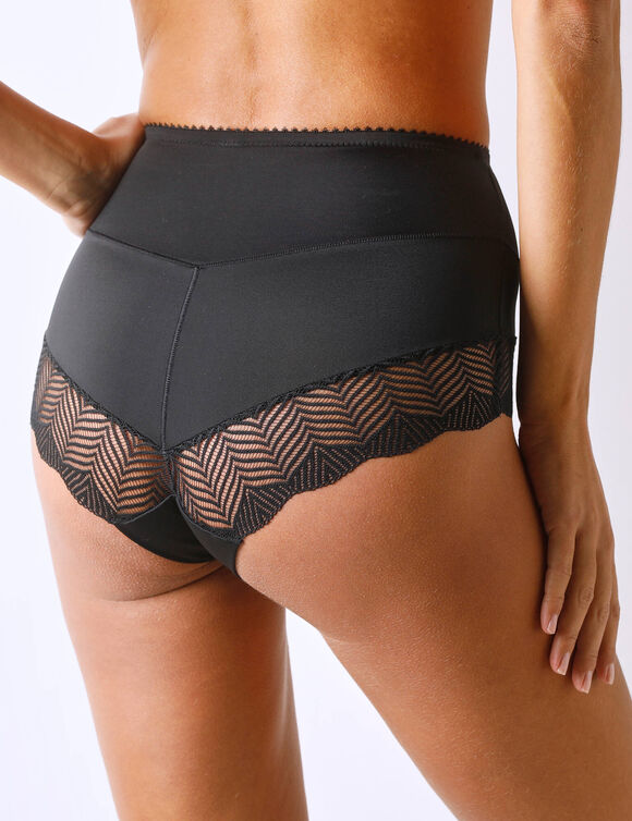 Culotte taille haute microfibre et dentelle - sculptante (noir)