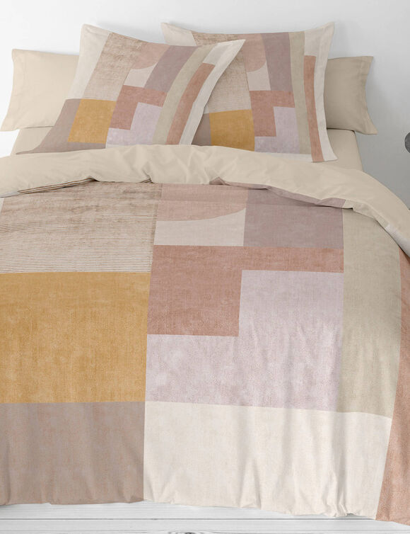 Bedlinnen Nino in katoen met geometrische print (beige)