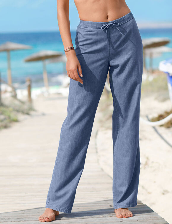 Pantalon large droit, denim léger (bleached)