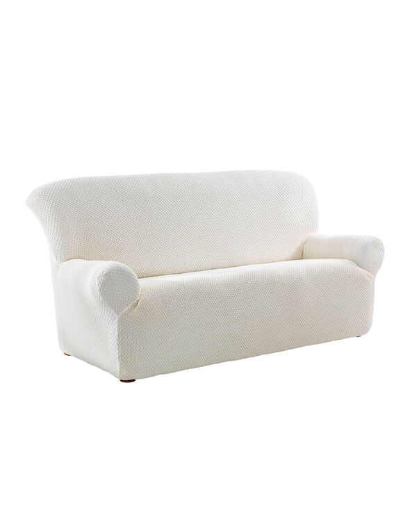 Housse textur&eacute;e bi-extensible sp&eacute;ciale canap&eacute; fauteuil &agrave; accoudoirs (&eacute;cru)